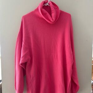 Free People Vibrant Pink Cowl Neck Sweater